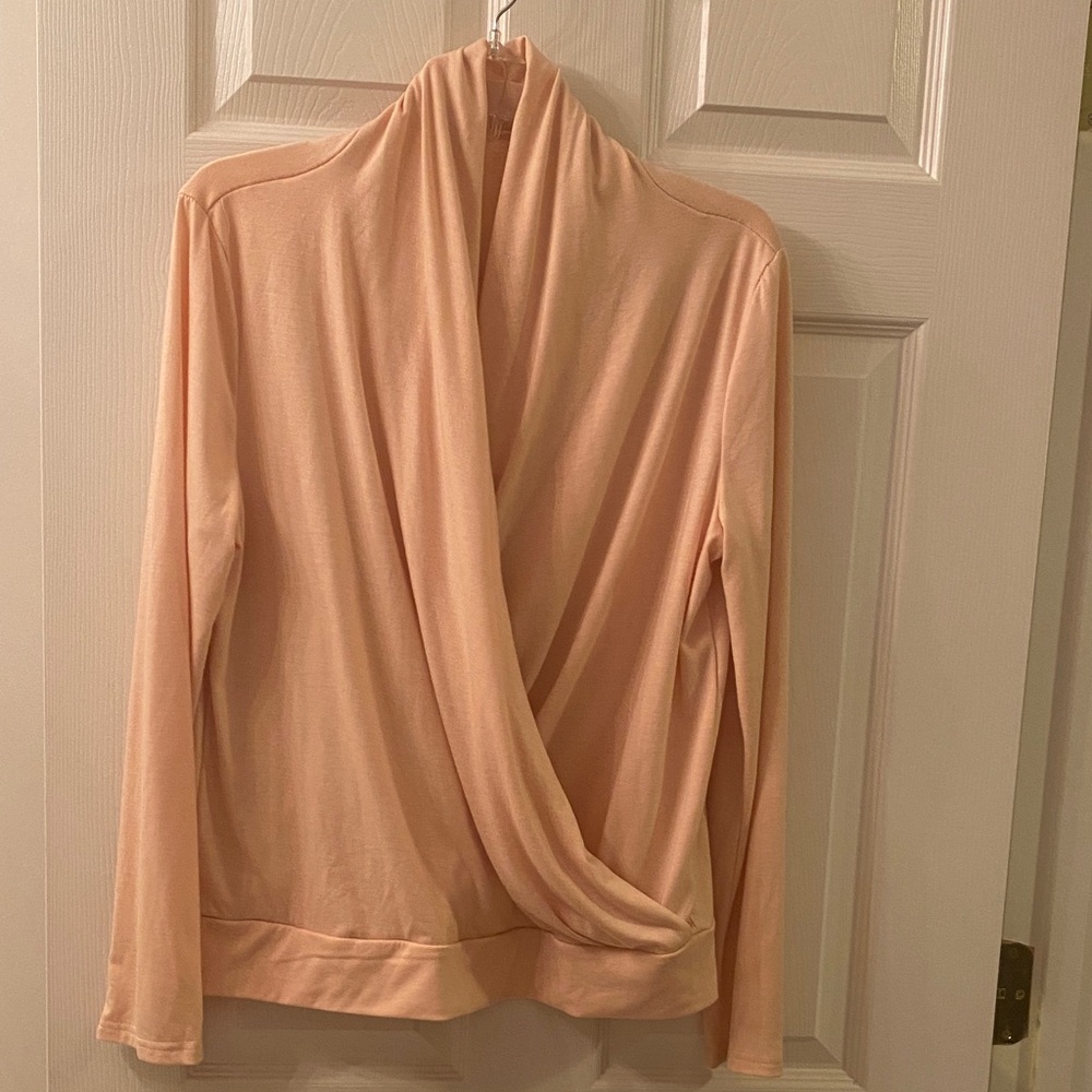 Lyaner Peach Long Sleeve Drape Top